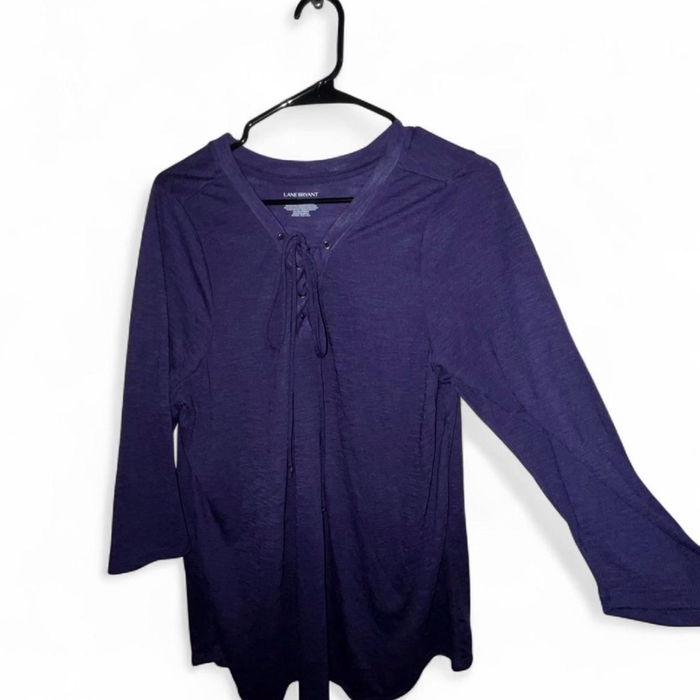 Lane Bryant Rich Purple Lace-Up Blouse